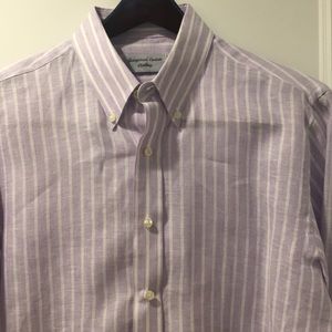 100% lavender stripe Linen  custom Shirt.